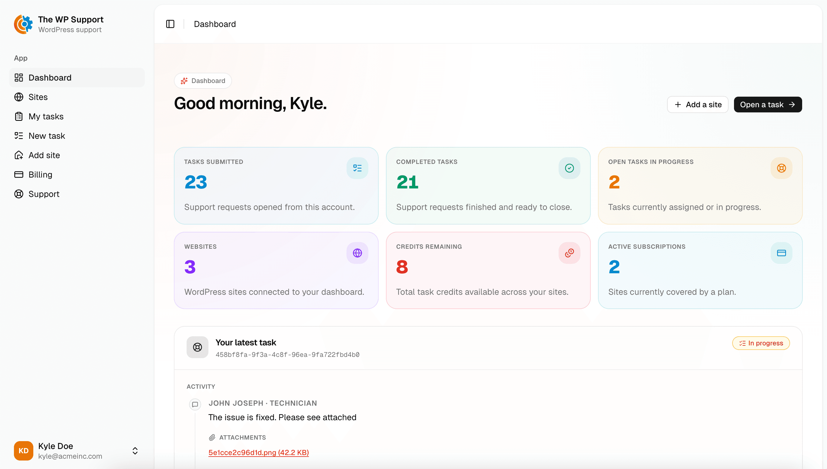 Dashboard Screenshot